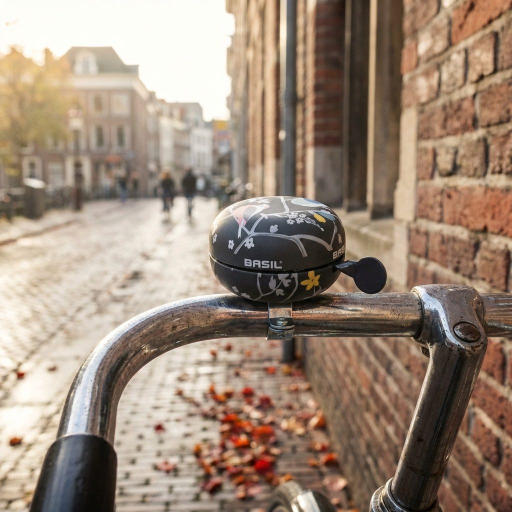 Basil Fahrradklingel Basil Ding-Dong Klingel Wanderlust charcoal Ø80mm SB-Karte
