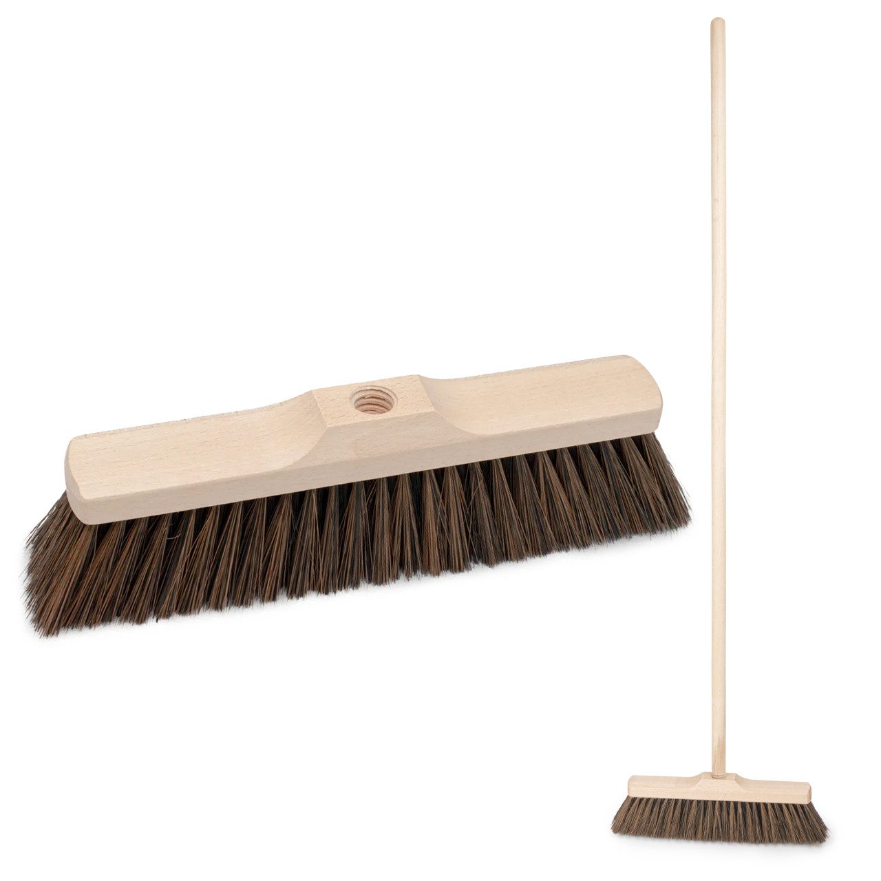 Prima-Online Staubbesen Holz Besenkopf Hausbesen 22 mm Gewinde, mit Stiel, Breite: 30 cm