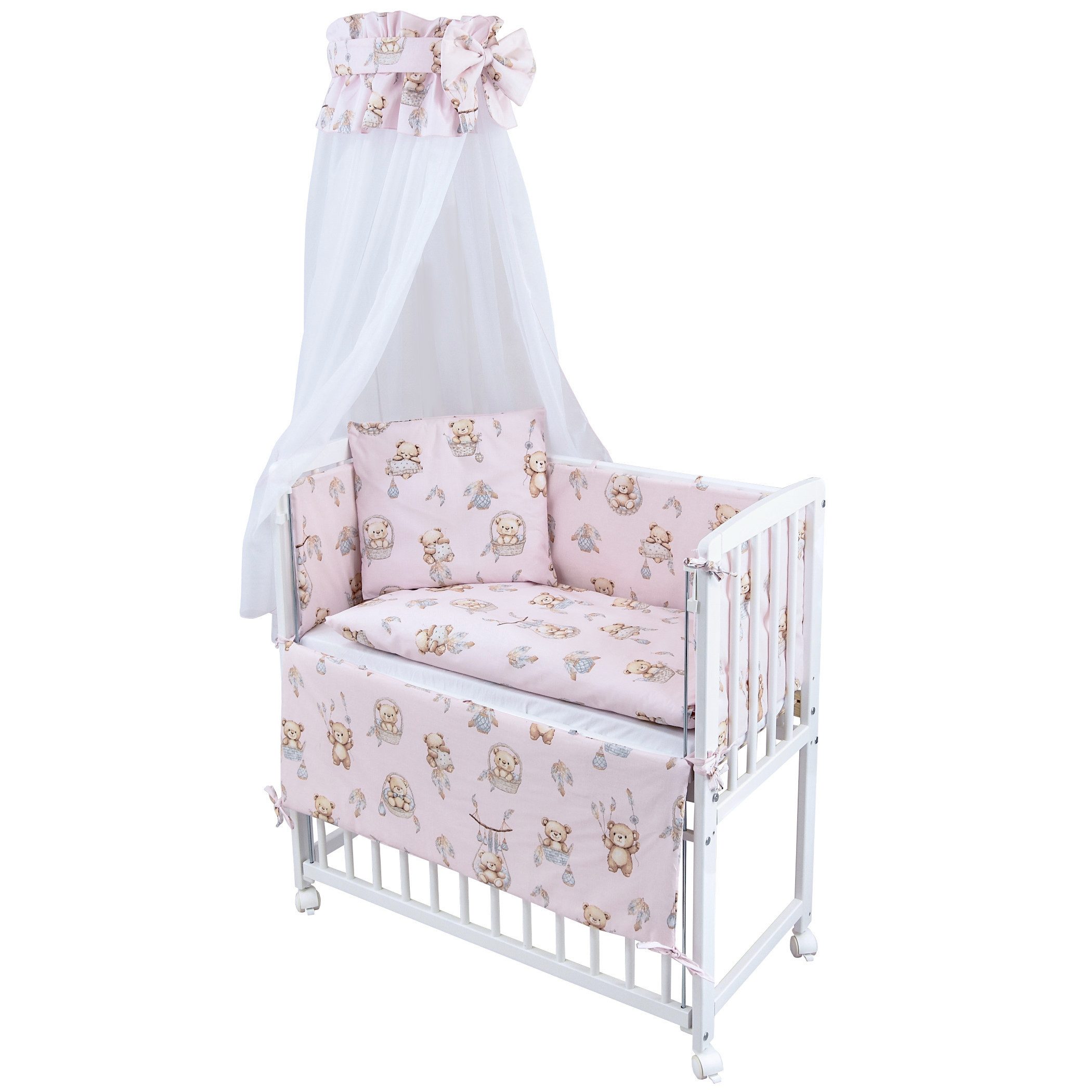 Baby-Delux Beistellbett Babybett Teddy Rosa, Stillbett 90x40 weiß höhenvers günstig online kaufen