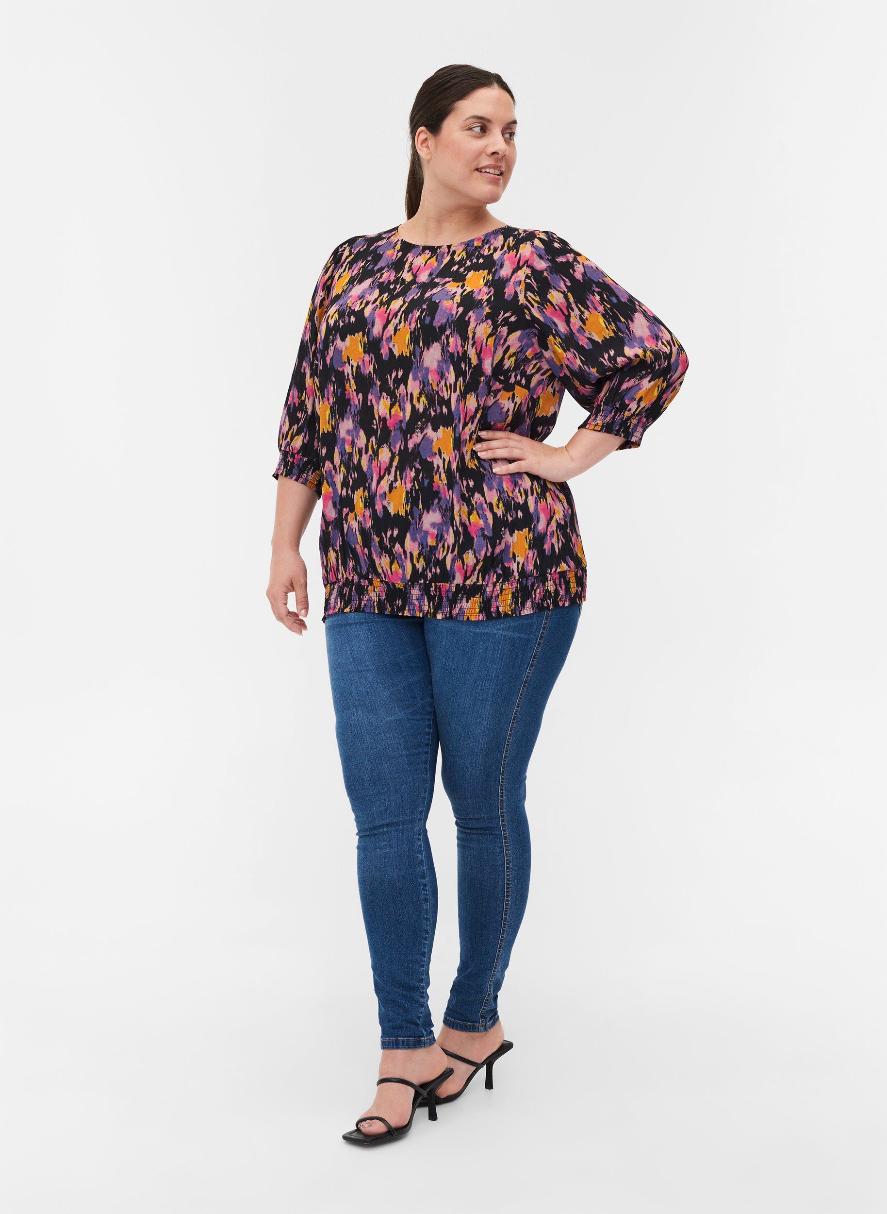 Zizzi Blusentop Große Größen Damen Bluse aus Viskose mit 3/4-Ärmeln und  Print online kaufen | OTTO