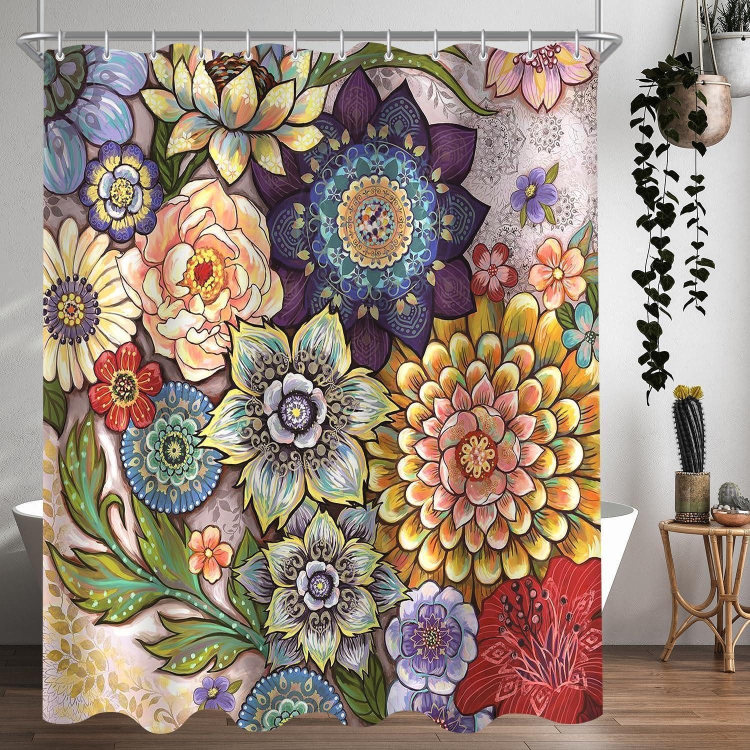 LuxusKollektion Duschvorhang Duschvorhang 180x200cm wasserabweisend Böhmische Blume 180 x 200 cm