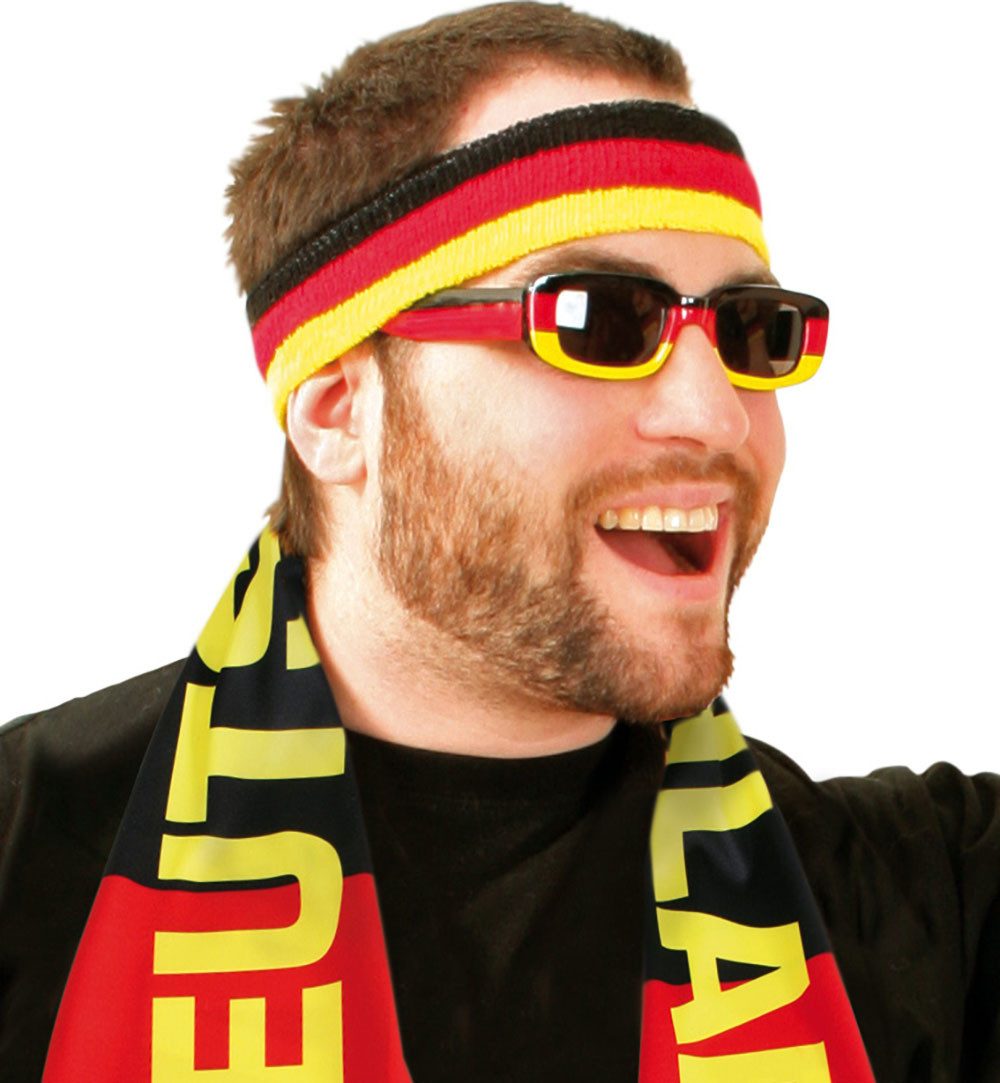 Fries Stirnband Deutschland Stirnband Schweißstirnband Schwarz Rot Gold Fan EM Party Deutschlandfarben