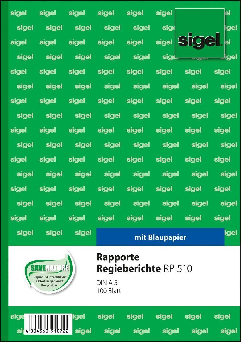 sigel Formularbuch A5 "Rapport/Regiebericht", Sigel Kugelschreiber