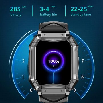 YYKY Smartwatch (1,65 Zoll, Android, iOS), mit Telefonfunktion 100+Sportmodi Tracker IP68 Wasserdicht Sportuhr