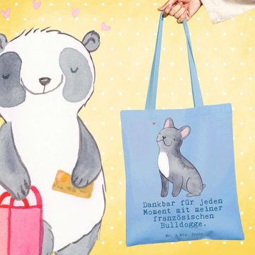 Mr. & Mrs. Panda Tragetasche Französische Bulldogge Moment - Sky Blue - Geschenk, Welpe, Beuteltas (1-tlg), Cross Stitching Griffe