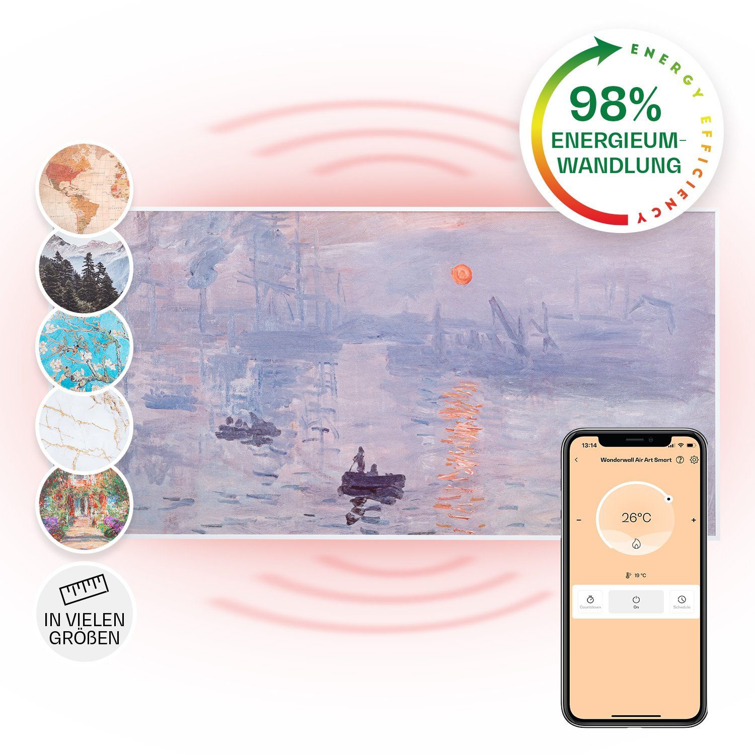 Klarstein Радиаторы Wonderwall Air Art Smart, elektrische Infrarot Wandheizung Thermostat Bild Heizung elektrisch