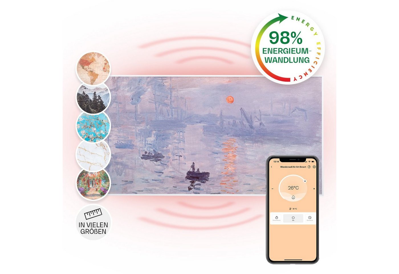 Klarstein Heizkörper Wonderwall Air Art Smart, elektrische Infrarot Wandheizung Thermostat Bild Heizung elektrisch