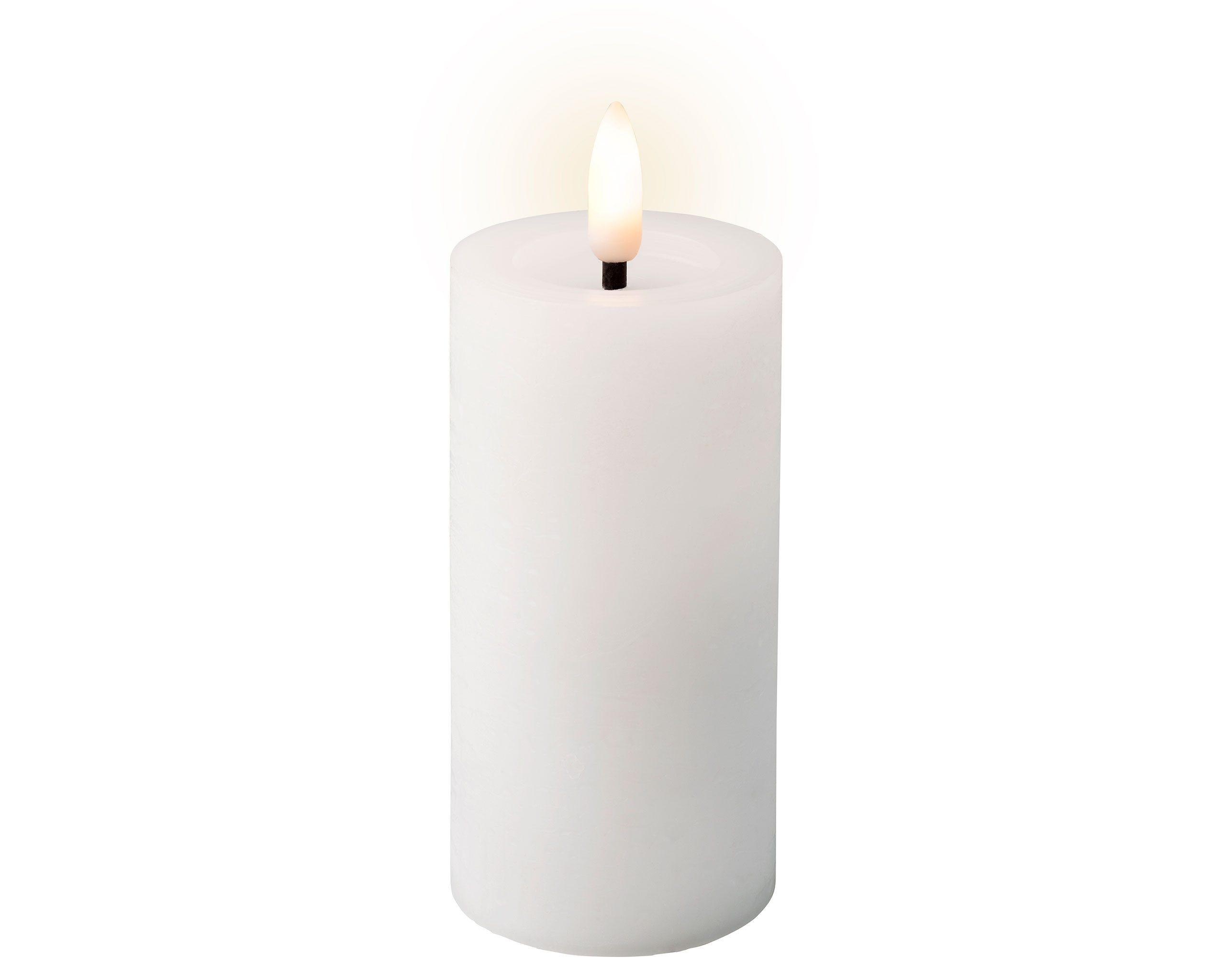 Lumineo LED-Kerze, Timer, warmweiß, LED Kerze 5x12cm mit Timer Wachs Weiß / Warmweiß