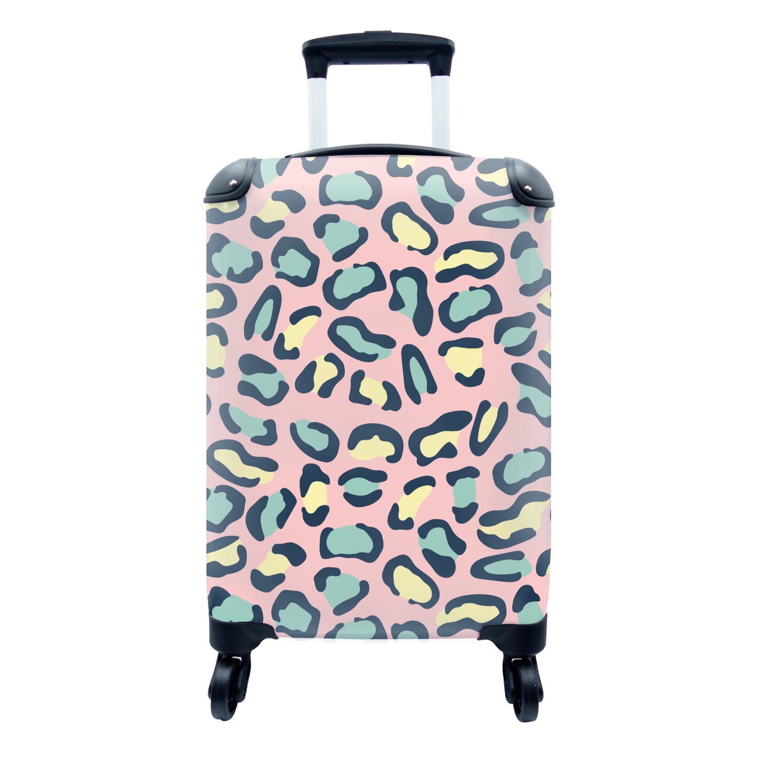 MuchoWow Handgepäckkoffer Leopard - Pastell - Tiere - Muster, 4 Rollen, Reisetasche mit rollen, Handgepäck für Ferien, Trolley, Reisekoffer