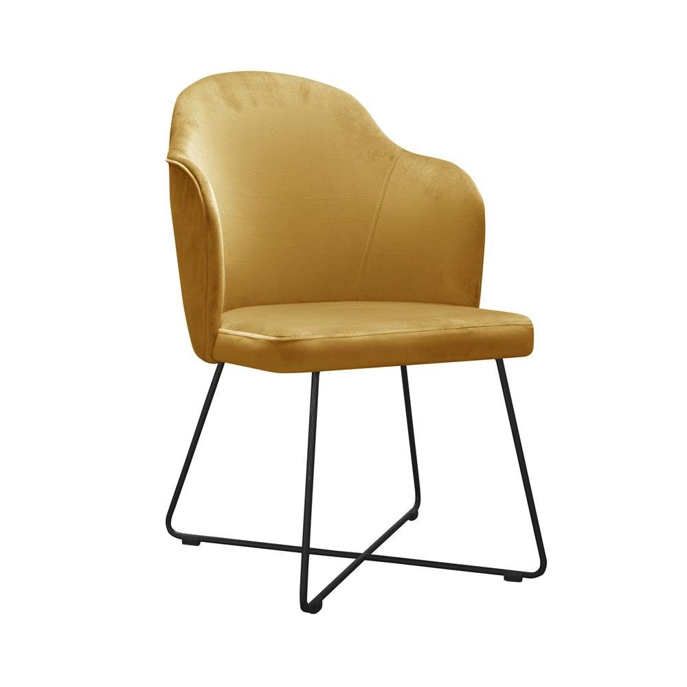 JVmoebel Stuhl, Design Stühle Stuhl Sitz Praxis Ess Zimmer Textil Stoff Polster Warte Kanzlei Gelb