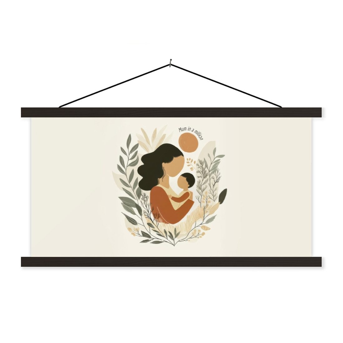 MuchoWow Poster Illustration - Zitat - Mutter, (1 St), Bilderhalter, Bilderrahmen, Magnet Rahmen, Bilder, 90x45 cm