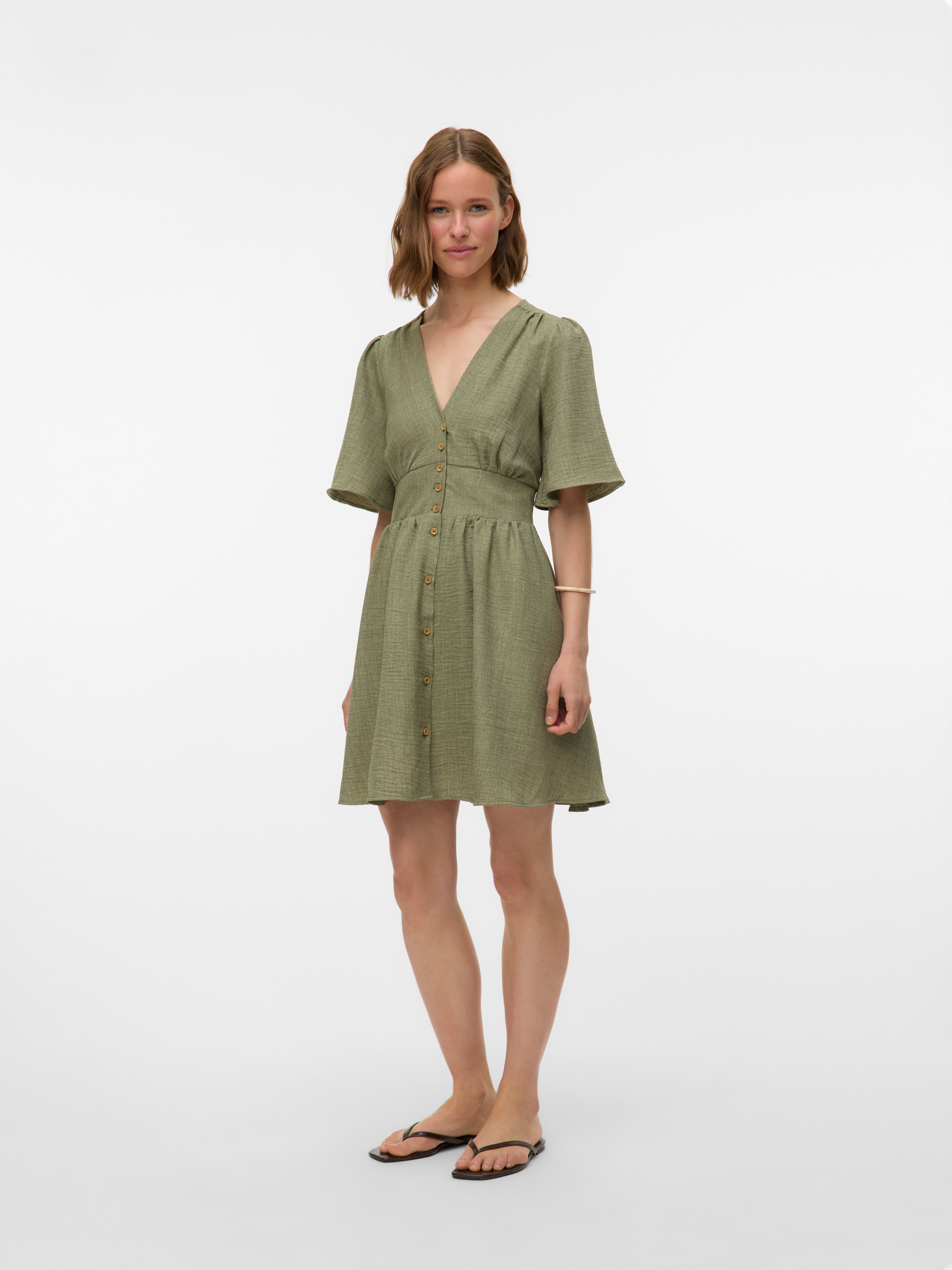 Vero Moda Minikleid VMMELANEY 2/4 SHORT DRESS WVN NOOS Sommerkleid, Kunsfaser, taillierte Form – Bild 4 von 5