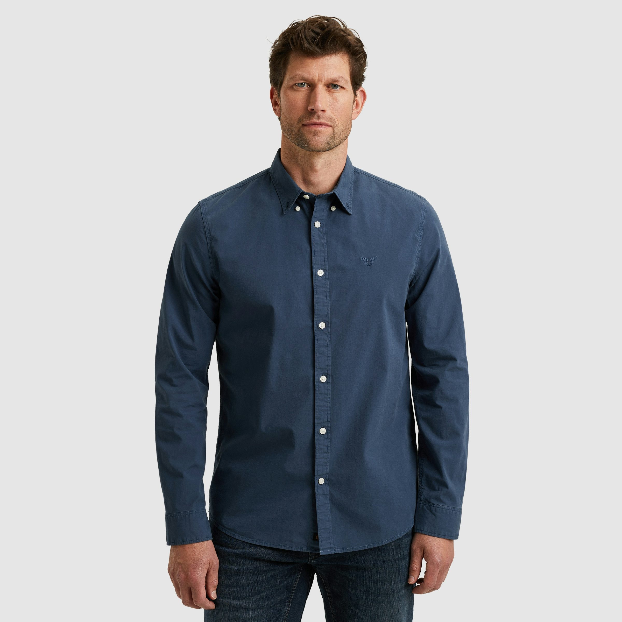 PME LEGEND Langarmhemd mit Logo Stickerei