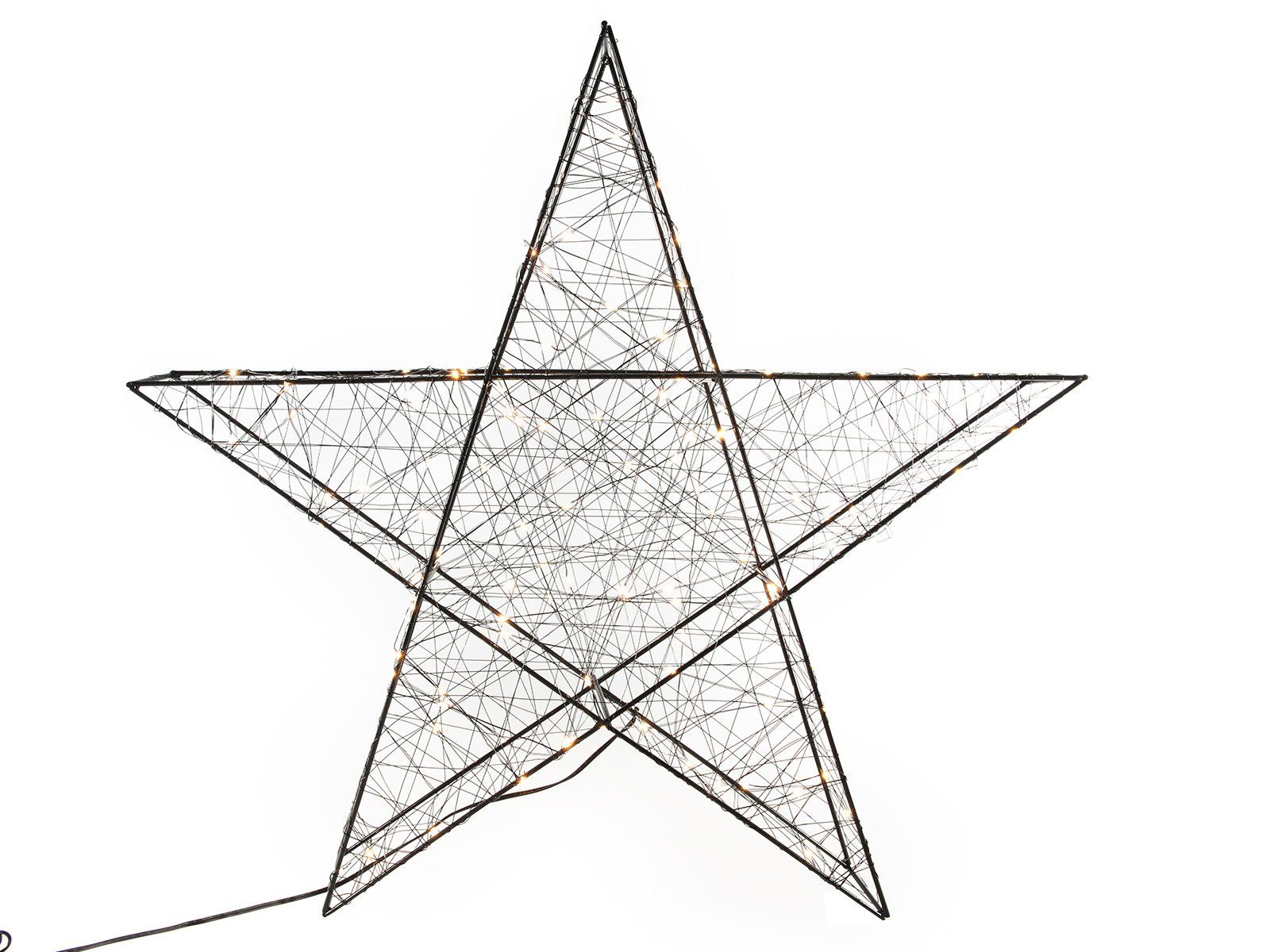 Spetebo LED Stern Stern 120 warmweiße LED - 58 cm - Farbe: schwarz, warmweiß, Metall Stern 120 LED - Deko Weihnachten Advent | Beleuchtete Weihnachtssterne