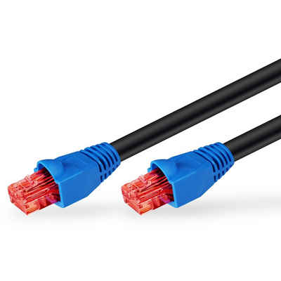 Goobay CAT 6 Outdoor Patchkabel U/UTP Netzwerkkabel LAN-Kabel, RJ-45 (Ethernet), (200 cm), PE Polyethylen Kabelmantel / 250 MHz / Vergoldete Kontakte