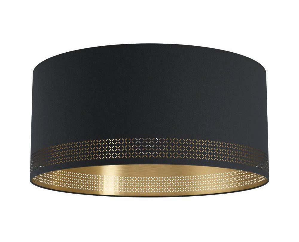 EGLO Deckenleuchte ESTEPERRA Deckenlampe, Stahl und Textil, E27, IP20, Flurlampe, Lampe, ohne Leuchtmittel, Wand-/Deckenleuchte, H24 x Ø47,5 cm, schwarz, 1X40W exkl.