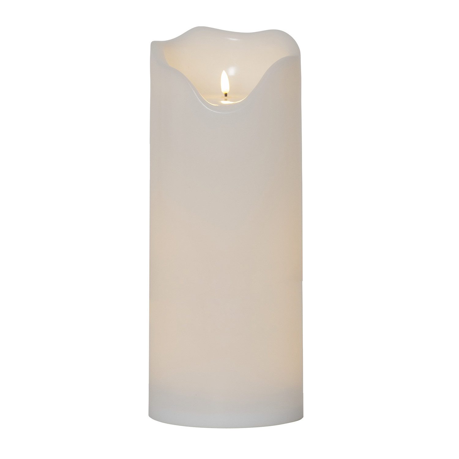 STAR TRADING LED-Kerze XXL Kerze Kunststoff flackernd H:40cm für Balkon Terrasse Garten weiß