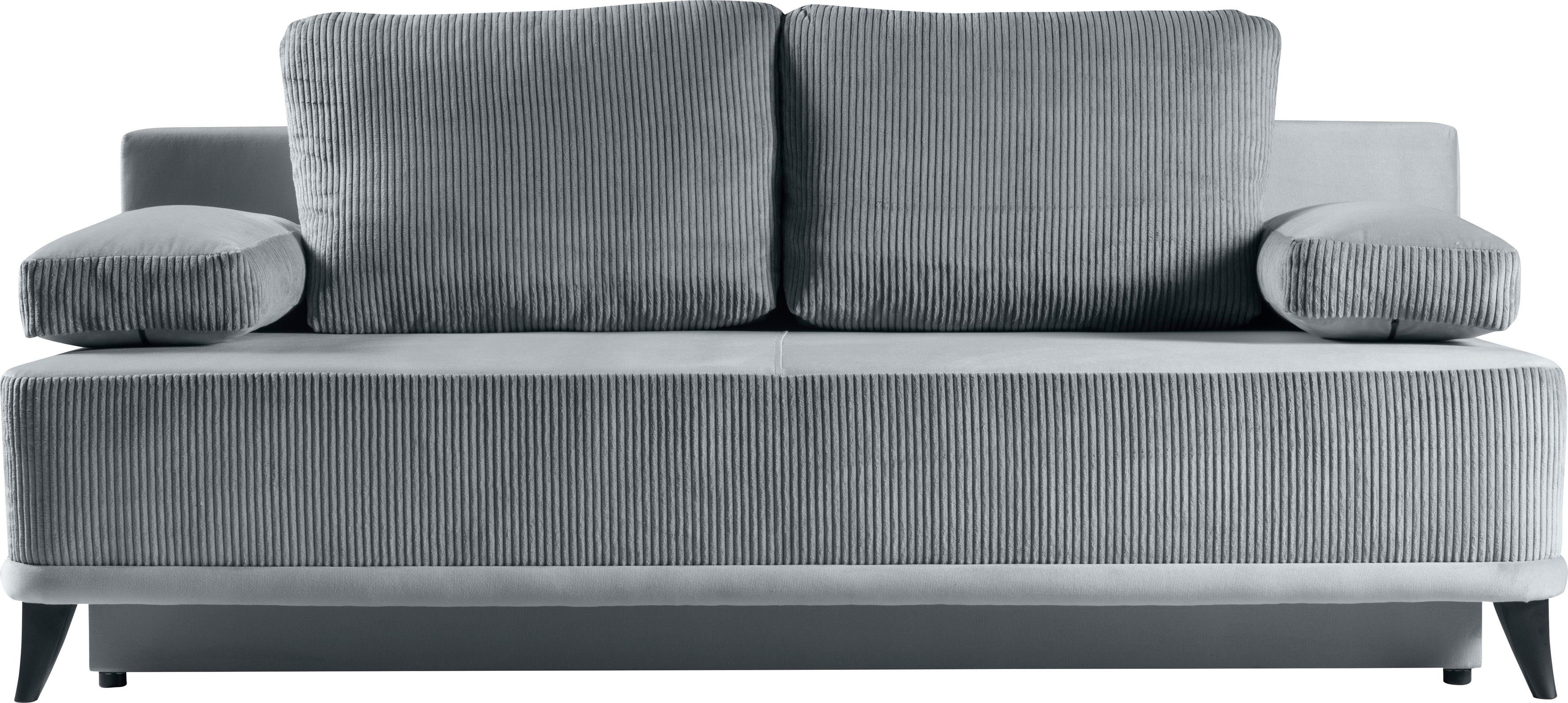 WERK2 Schlafsofa Rosso Breite 204, Liegefläche 140/200cm. aktueller Cord Materialmix, 2-Sitzer Sofa und Schlafcouch mit Federkern & Bettkasten