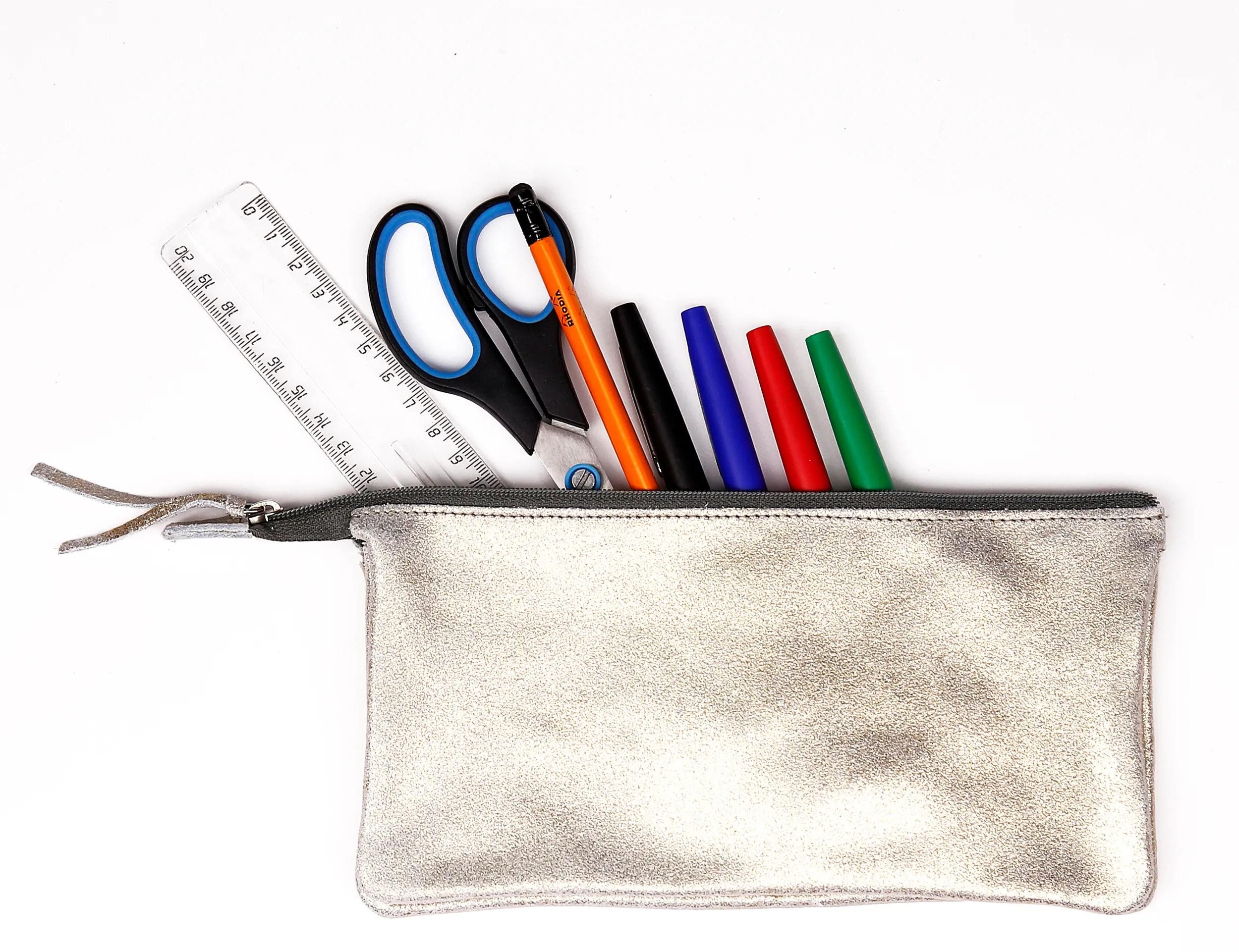 CLAIREFONTAINE Handtasche 4x Große Tasche aus Leder 22x11cm Gold 400044C, Flache Tasche 2 Fächer