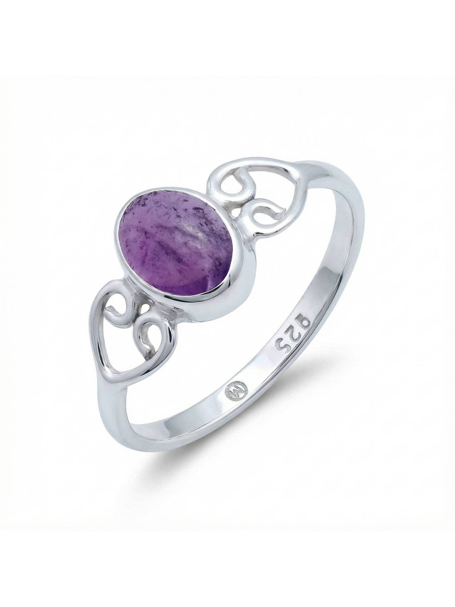 mantraroma Silberring ORITI aus 925 Silber mit Amethyst (Ring mit Schmuckbeutel), Damenring aus 925er Silber
