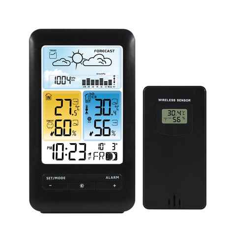 Fangqi Digitaluhr Wetterstation, Thermometer Hygrometer Meter Wetterstation (Drahtloser elektronischer Wecker,Tischbarometer Wettervorhersage)
