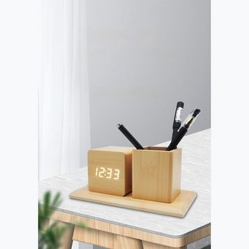AUKUU Wecker Verwenden Verwenden Sie Stifthalteruhr Desktop Ornamente einfache LED Stifthalteruhr kreative Mode multifunktionaler