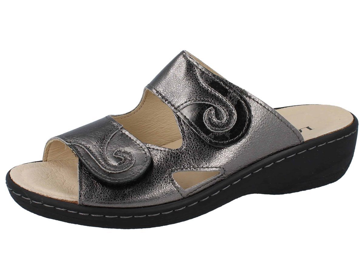 Longo LONGO Damen Pantolette silber grau Effektleder - Größe: 41 Pantolette Wechselfußbett