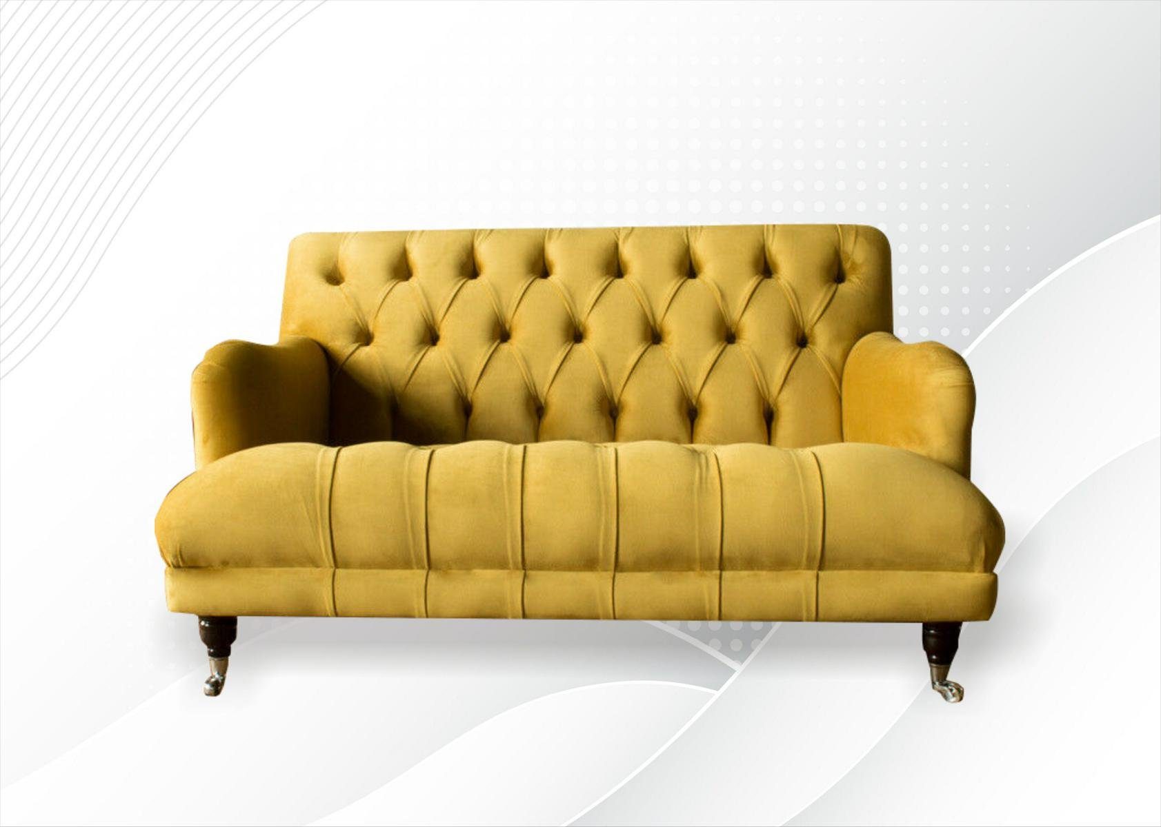 JVmoebel Chesterfield-Sofa, Sofa Couch Chesterfield Polster Modern Grau Textil Stoff Sofa