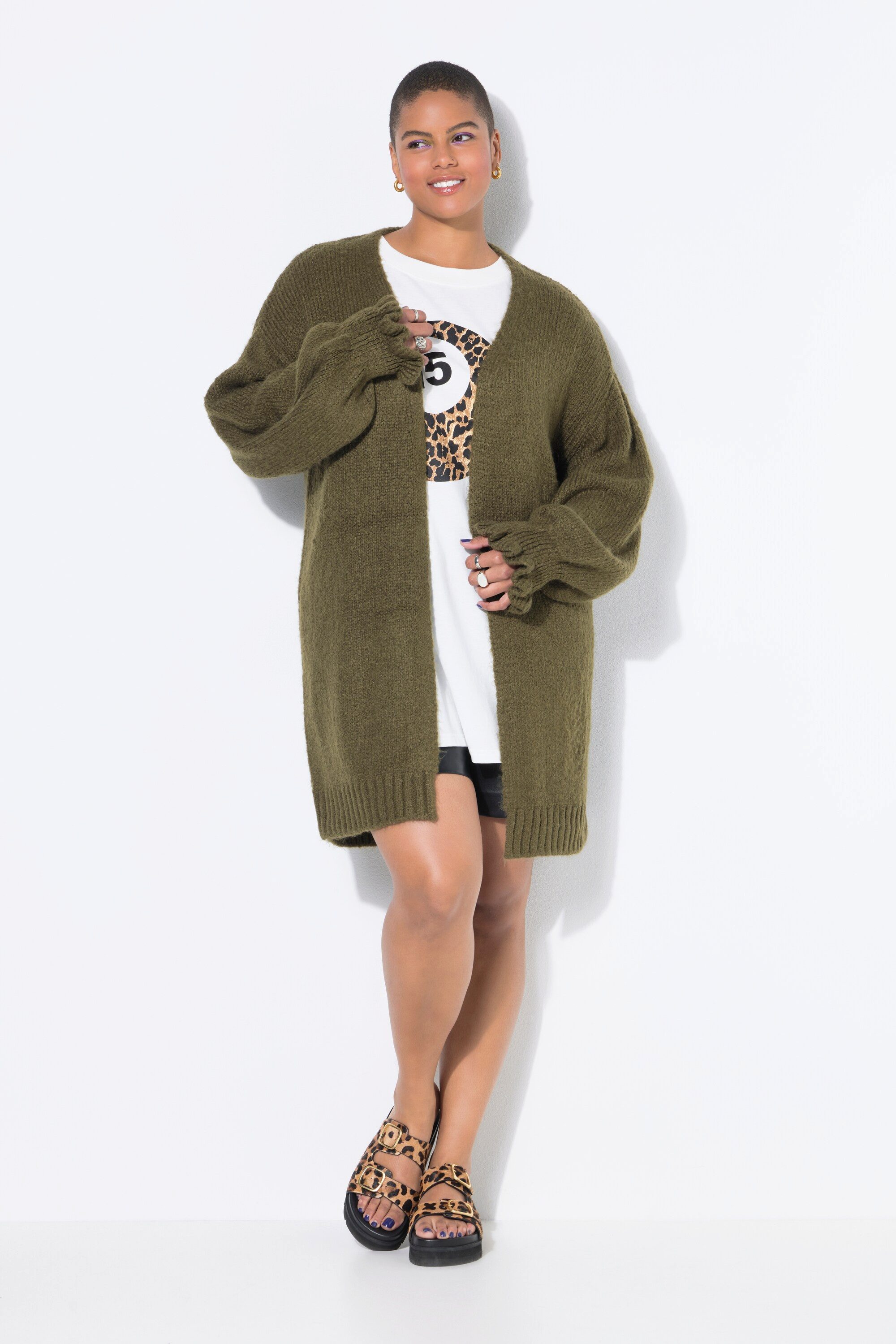 Studio Untold Strickjacke Long-Strickjacke oversized Ärmel-Raffung günstig online kaufen