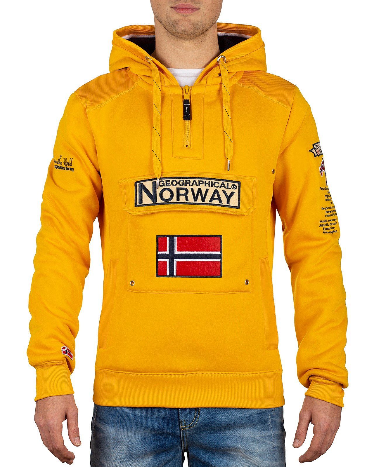 Geographical Norway Kapuzenpullover Herren Hoodie bagymclass (1-tlg) mit Bauchtasche mustarde yellow
