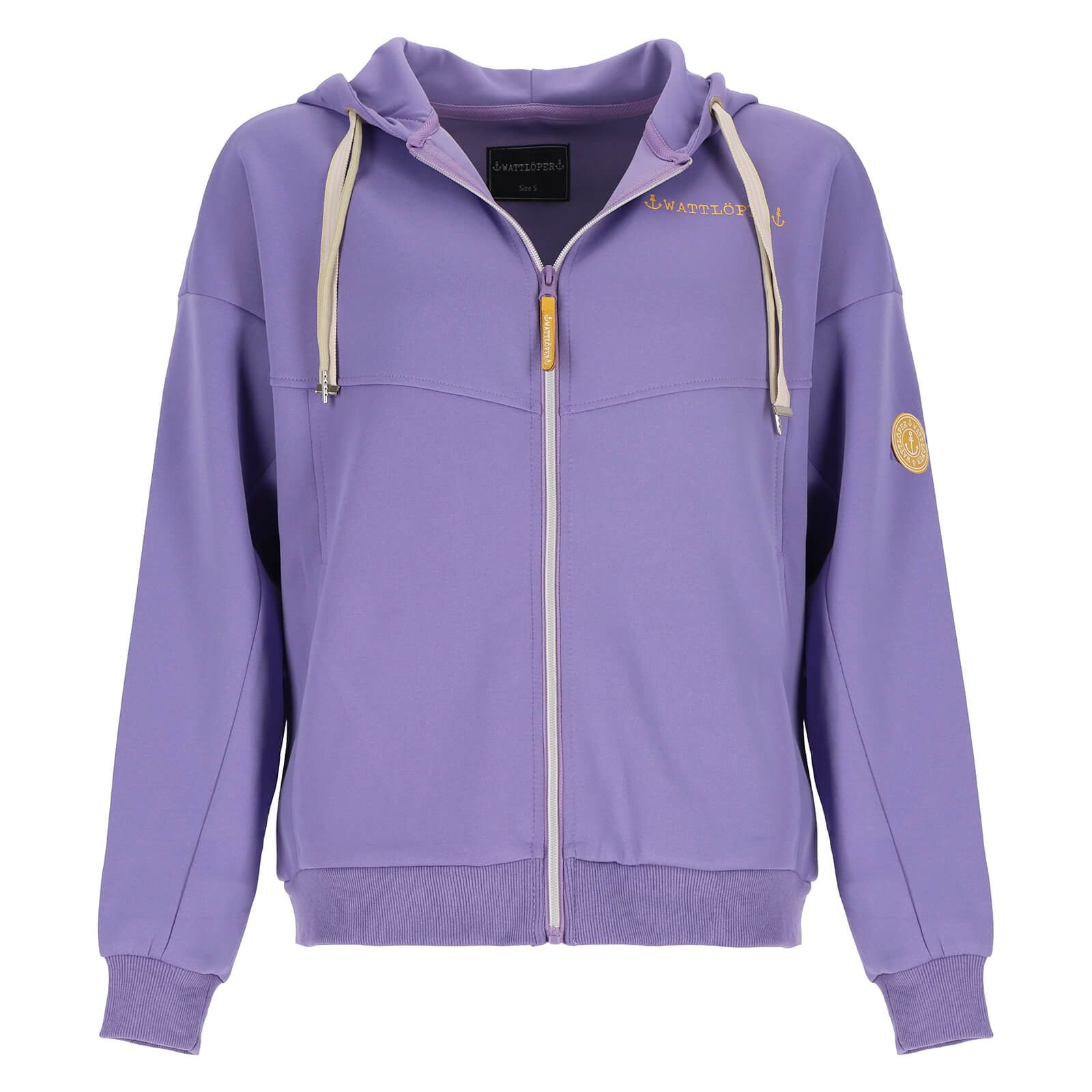 Wattlöper Kapuzensweatjacke 51017SH Damen Scuba-Jacke Kapuzenjacke Oversized-Passform mit Kapuze Frontreißverschluss, Kapuze mit 2 unterschiedlich farbigen Kordeln