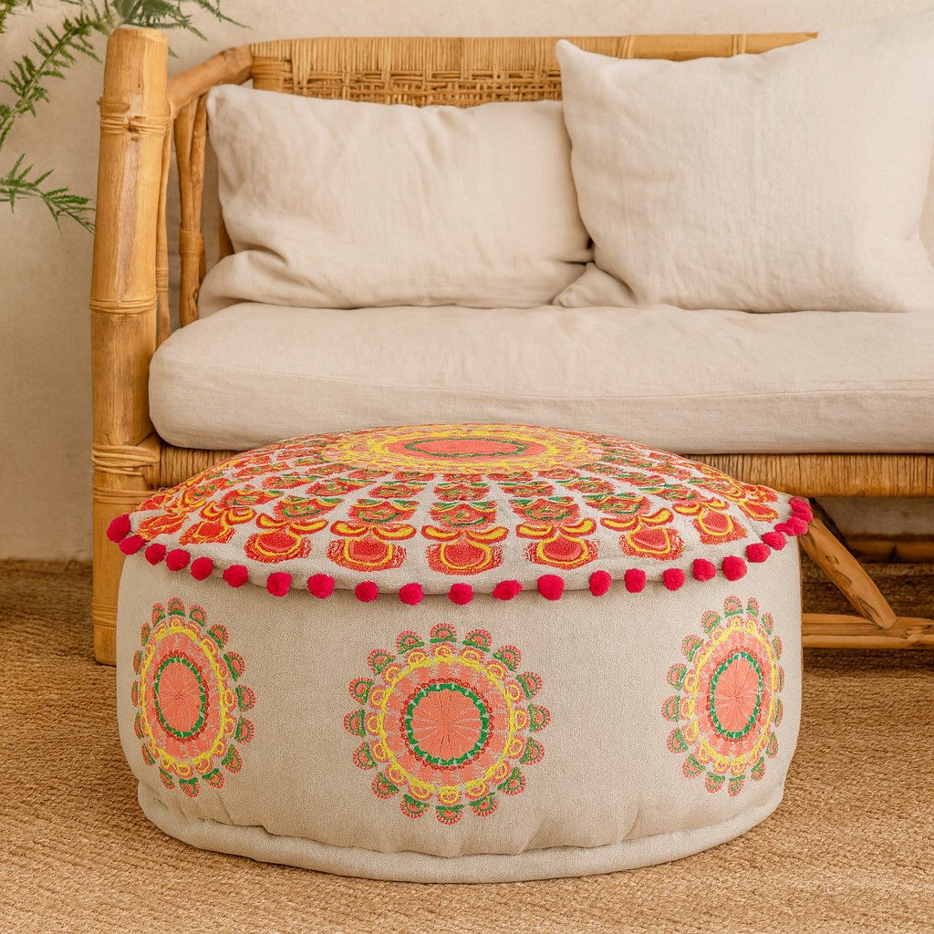 Marrakesch Orient & Mediterran Interior Pouf Pouf Garet Orange, runder Baum günstig online kaufen