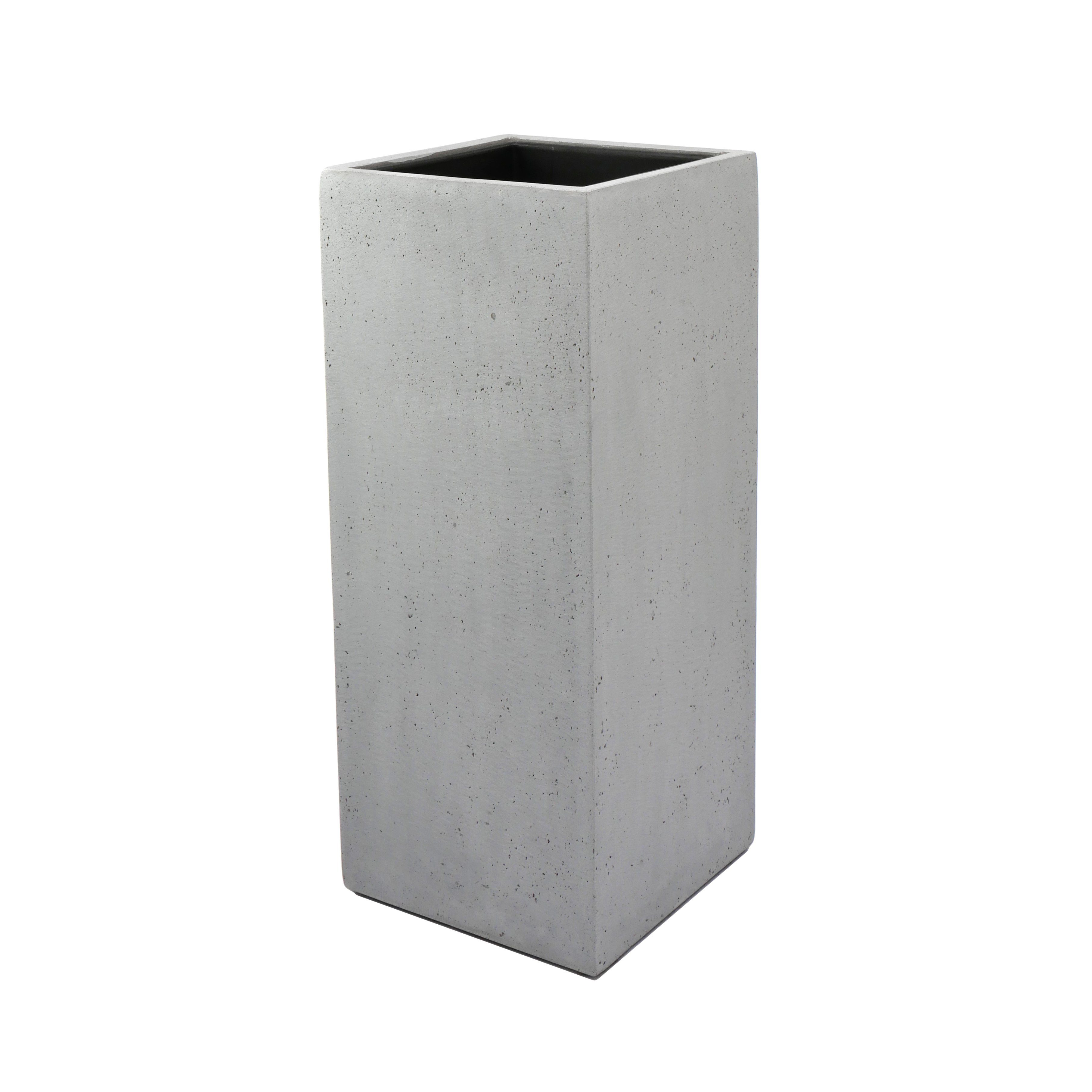 Flingora Bodenvase Temple, mit Einsatz - Fiberglas - Indoor & Outdoor - Zementgrau - Höhe 75 cm