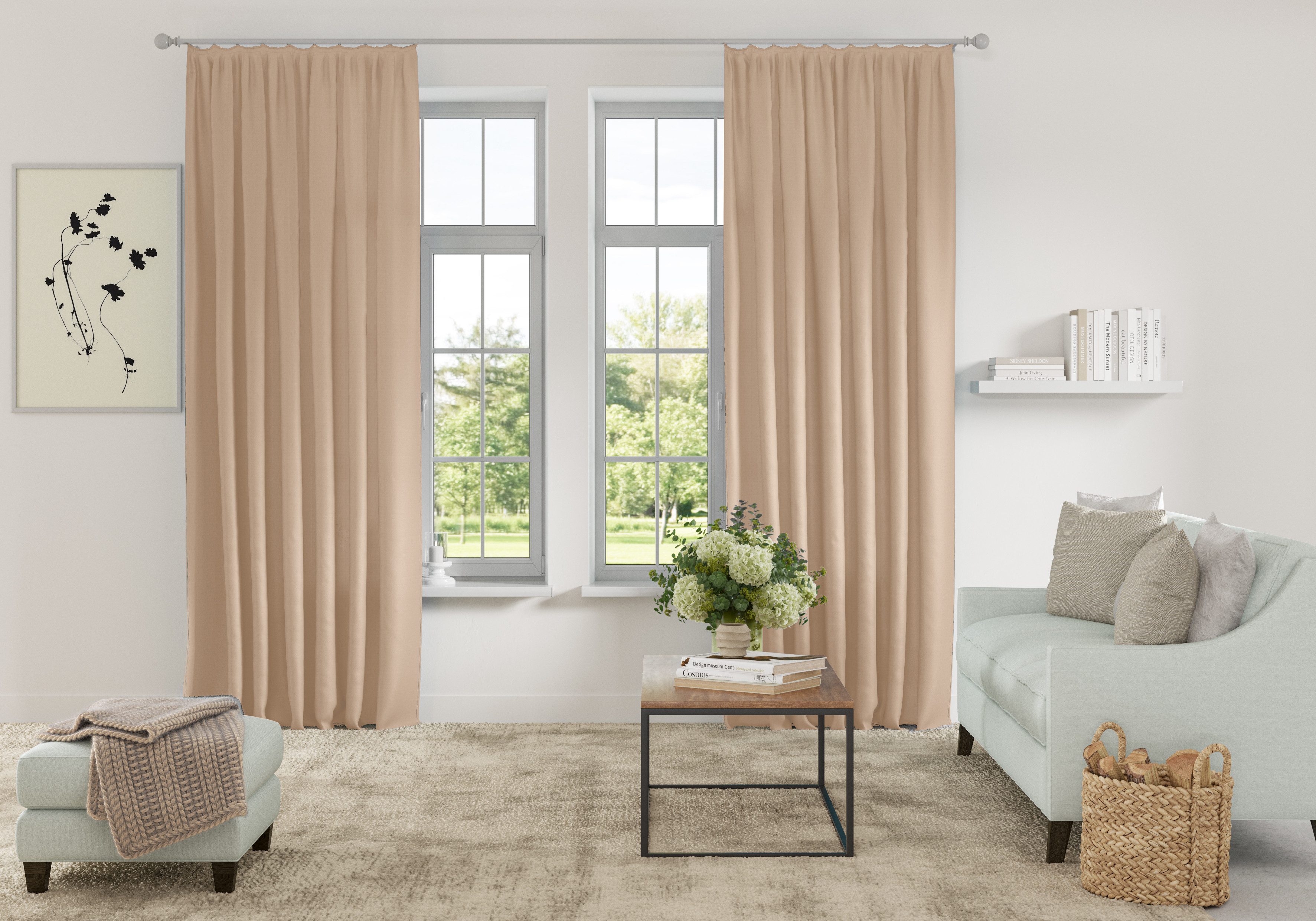 my home Vorhang Parry (2 St), Kräuselband, blickdicht, Polyester, 2-er Set, günstig online kaufen