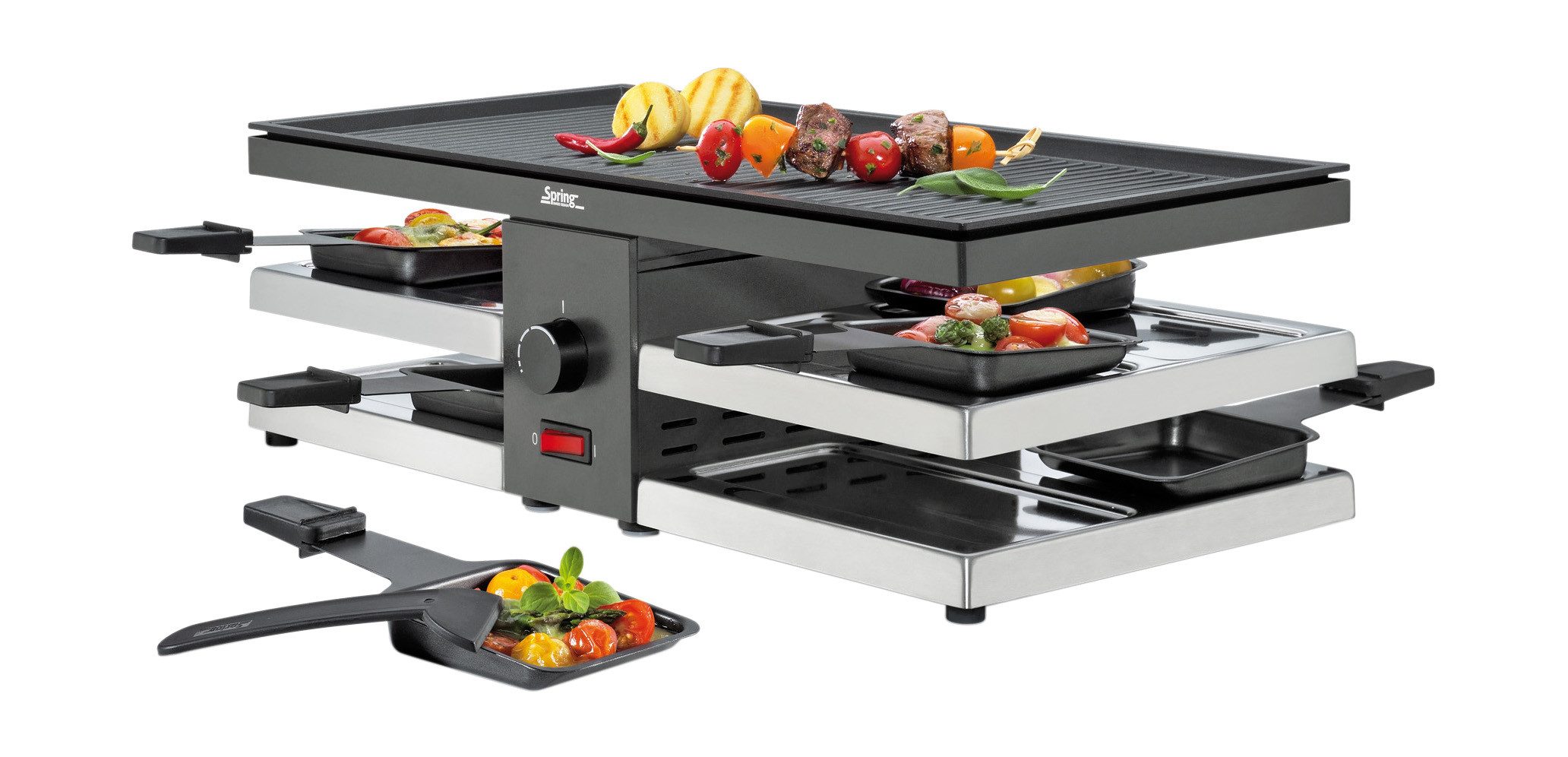 Spring Geschirr-Set Raclette für 8 47x24x16 cm Fun schwarz, Aluminium