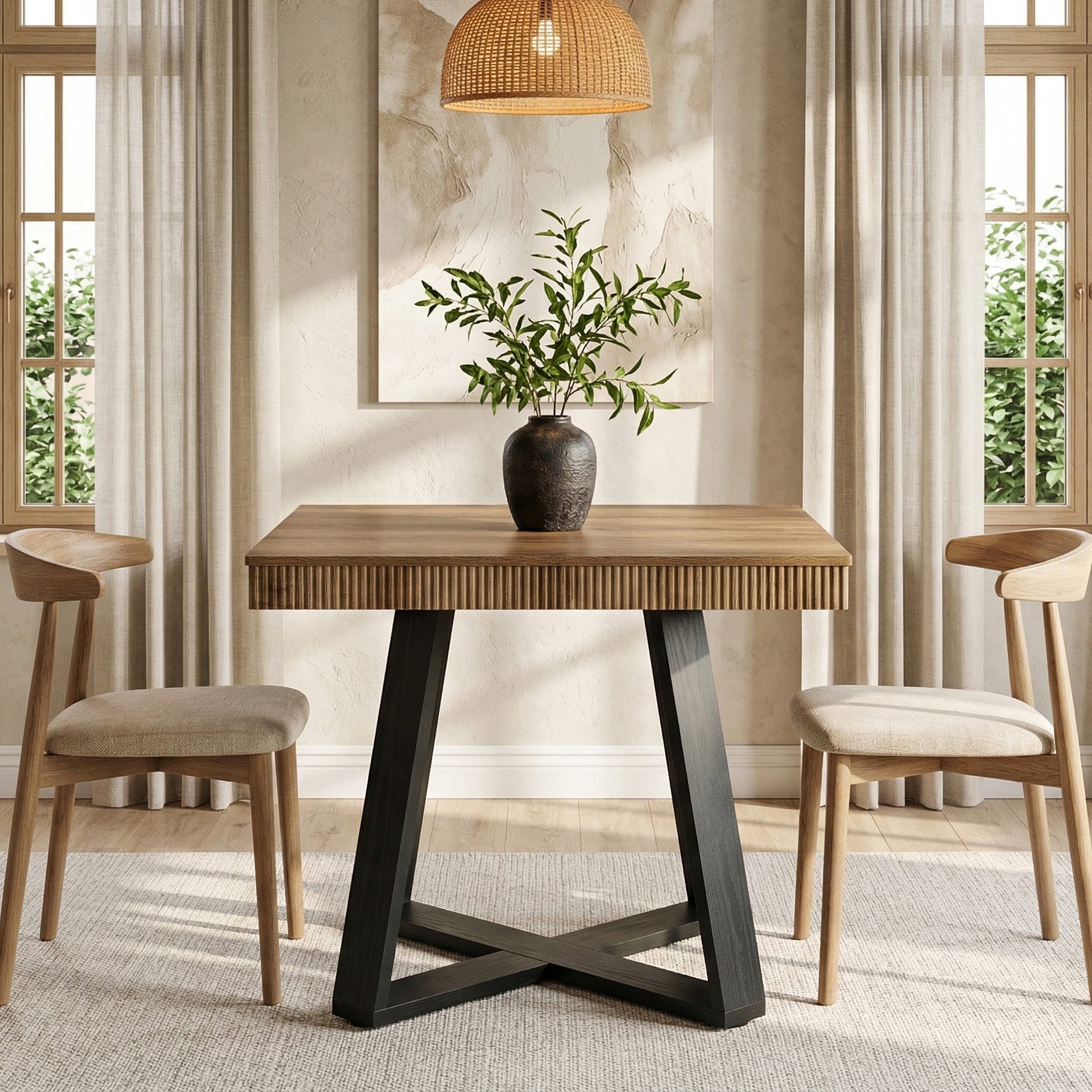 Tribesigns Esstisch 80x80x75cm rustikaler Holz Küchentisch mit stabilem X-Gestell (1 x Esstisch 1 x Zubehörpaket 1 x Anleitung), Kleiner esszimmertisch im Landh – Bild 3 von 5