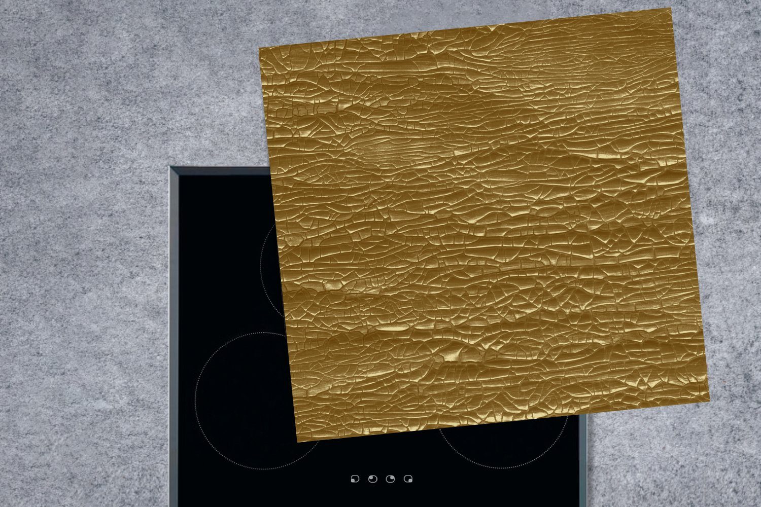 MuchoWow Herdblende-/Abdeckplatte Gold 78x78 - Ceranfeldabdeckung, Arbeitsplatte cm, Abstrakt, küche für (1 - tlg), Farbe Vinyl