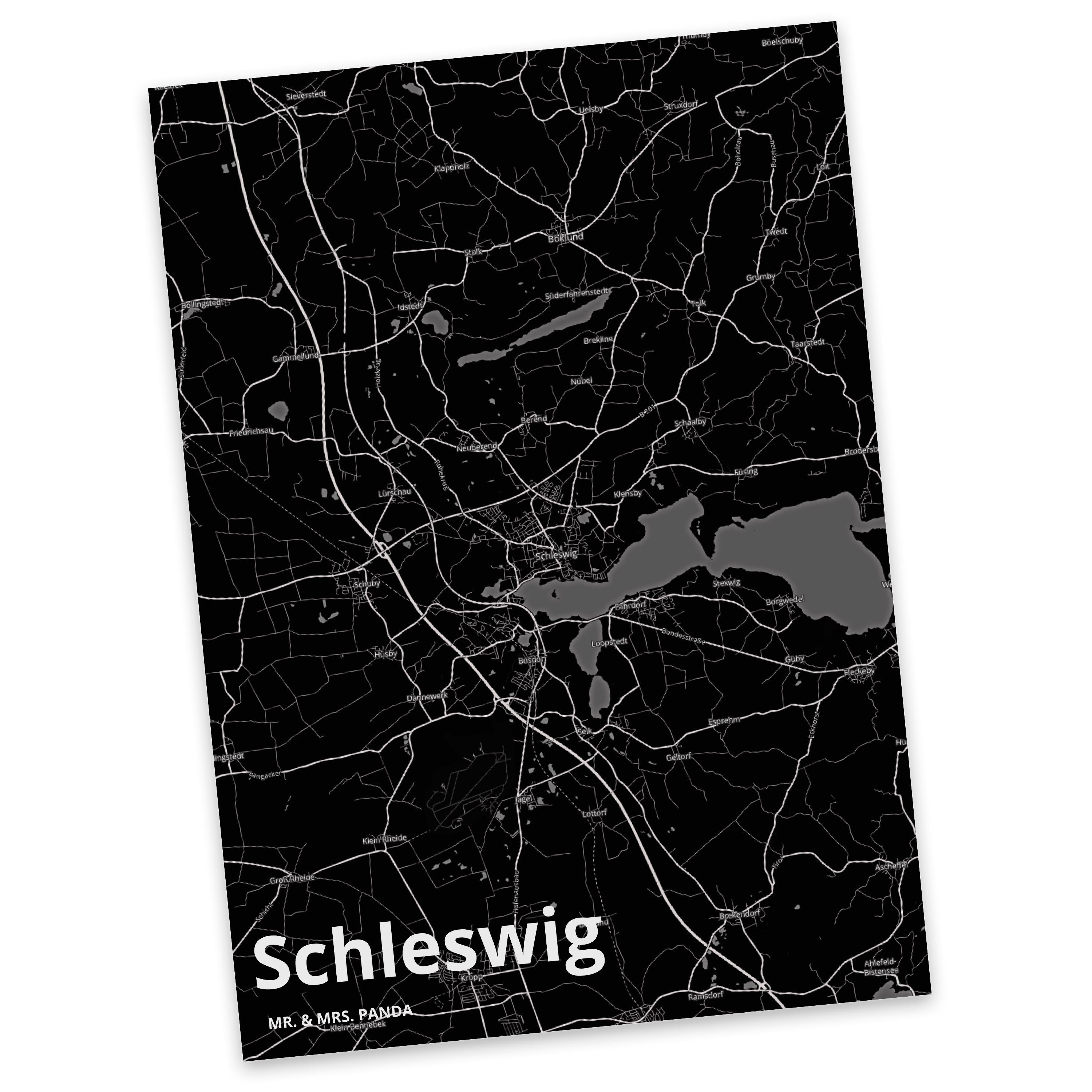 Panda Stadt Mrs. Schleswig - Postkarte Karte Dorf, Dorf Stadt, Geschenk, Mr. Landkarte Ma & Ort,
