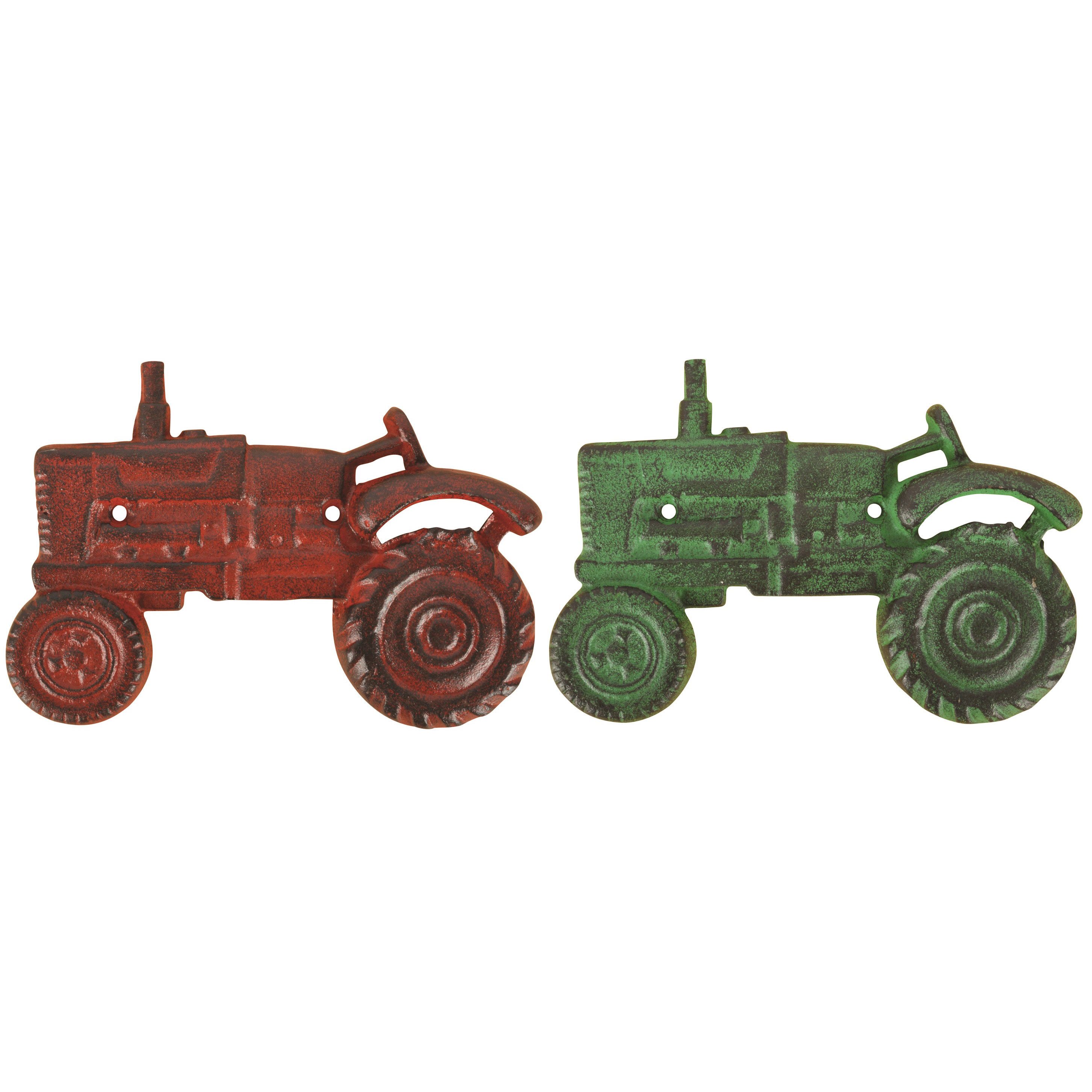Flaschenöffner Wand Flaschen Öffner "TRAKTOR" in grün oder rot aus Gusseisen