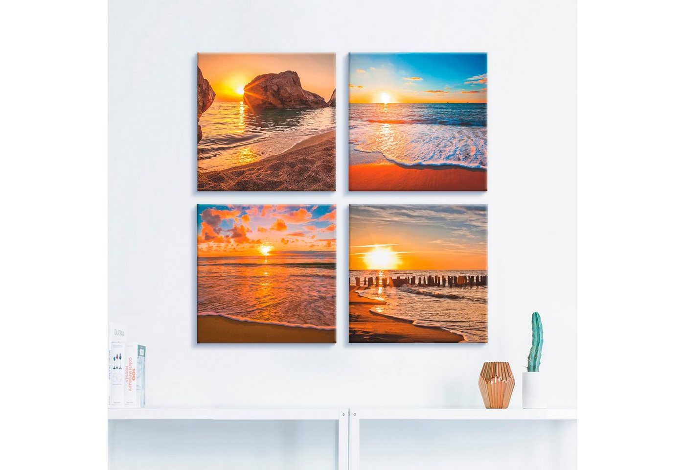 Artland Leinwandbild »Sonnenuntergänge am Strand & Meer«, Sonnenaufgang & -untergang (4 Stück)-HomeTrends