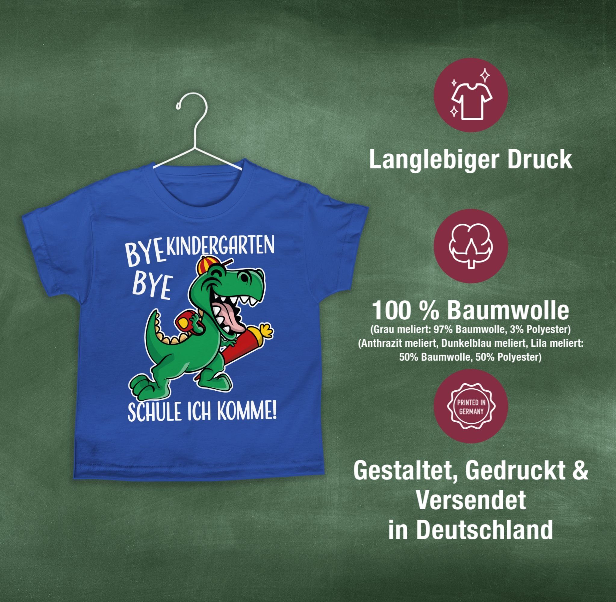 Kindergarten T-Shirt Bye Dinosaurier Einschulung Shirtracer 2 Royalblau Geschenke Bye Junge Schulanfang