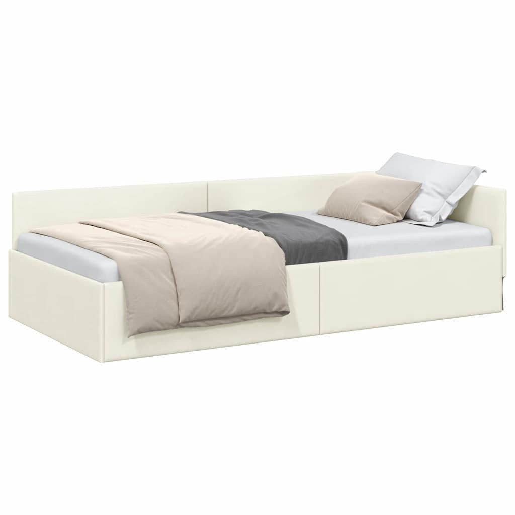 vidaXL Bett Eckbettgestell mit Kopfteil Creme 80 cm x 200 cm Stoff (1-tlg) günstig online kaufen