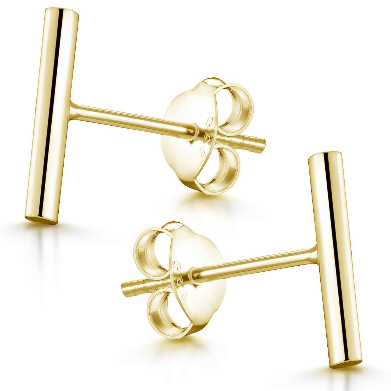Materia Paar Ohrstecker Damen Gold Stab Ohrringe filigran SO-352, 925 Sterling Silber