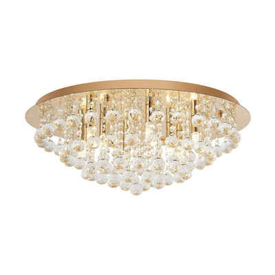 Lindby Deckenleuchten Gillion, dimmbar, Leuchtmittel nicht inklusive, Stahl, Kristall, gold, 8 flammig, G9, Kristall Deckenleuchte, Lampe