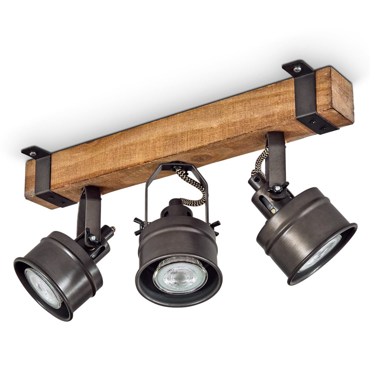 hofstein Deckenleuchte »Villanuova« Deckenlampe aus Metall/Holz in Schwarz/ günstig online kaufen