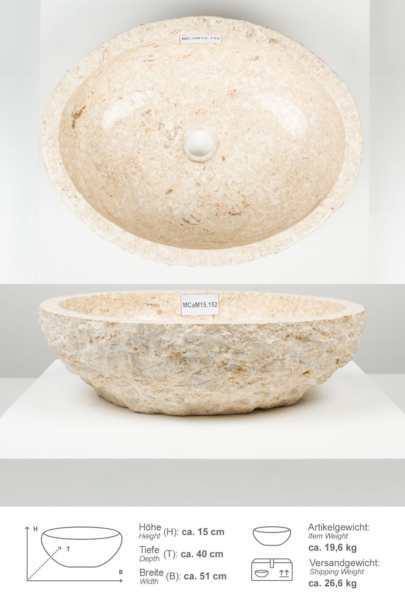 wohnfreuden Aufsatzwaschbecken Erosi Marmor Waschbecken 50 günstig online kaufen