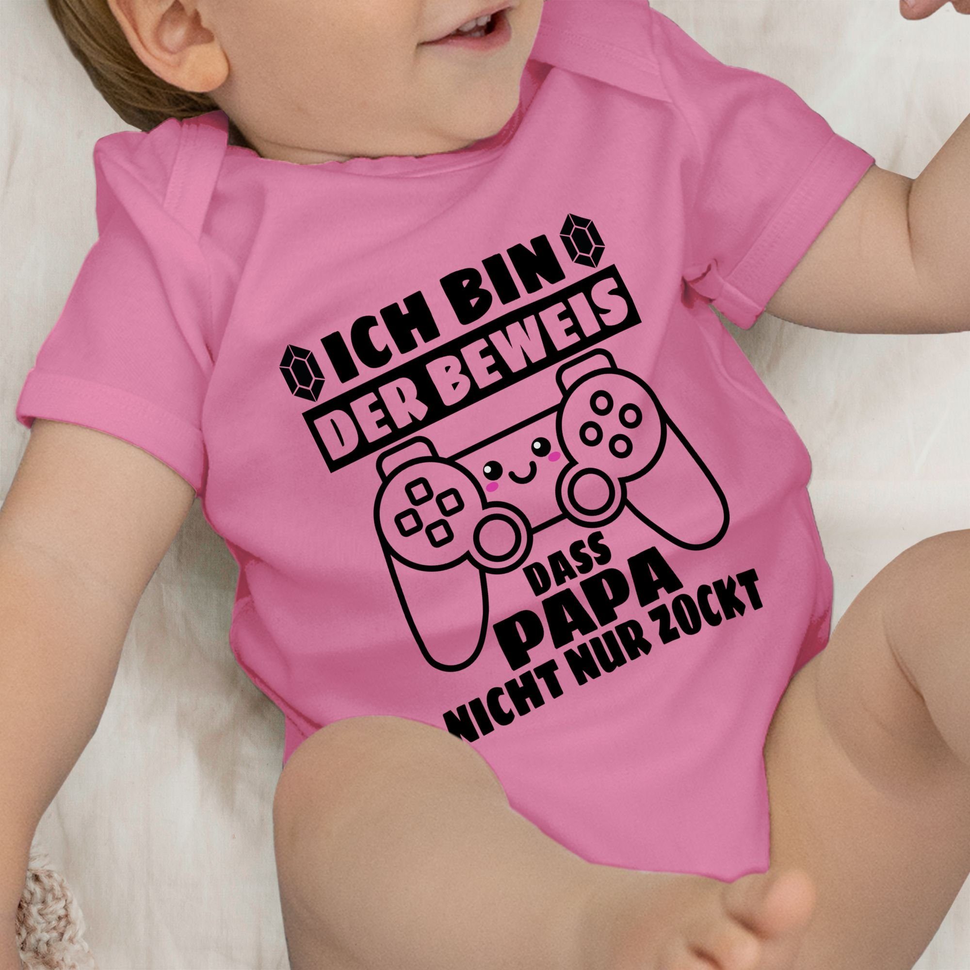 Beweis Ich Vatertag Pink nicht Shirtbody zockt 3 nur Shirtracer Papa schwarz das bin der - Controller mit Baby Geschenk