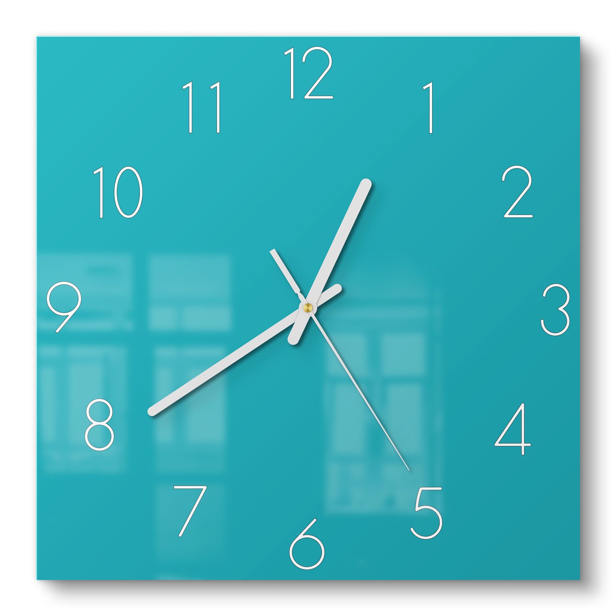 DEQORI Wanduhr 'Unifarben - Türkis' (Glas Glasuhr modern Wand Uhr Design Küchenuhr)