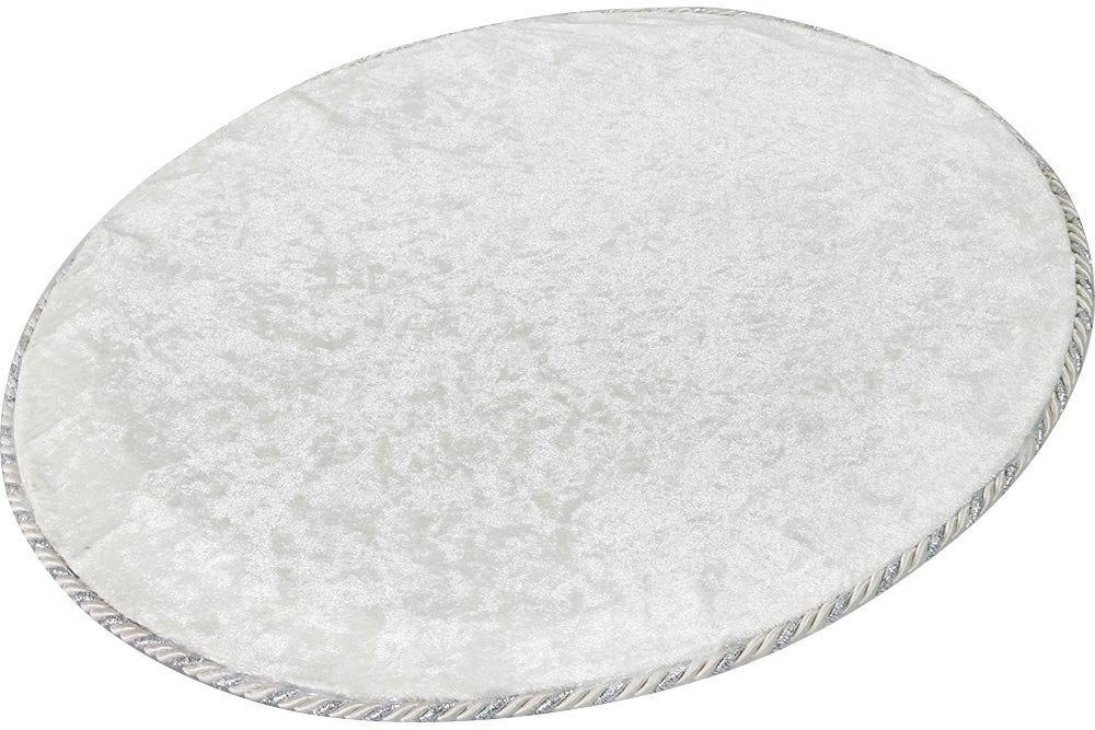 Dekonaz Dekotablett Samt Verlobungstablett, Rund, Perlen und Spitzen Verarbeitet, Weiß