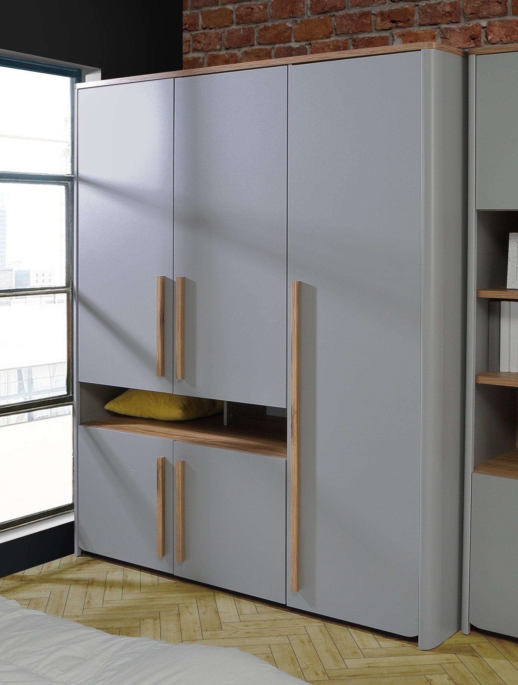 freiraum Kleiderschrank SURFINIO in Grau - 158x194,3x58,7cm (BxHxT)